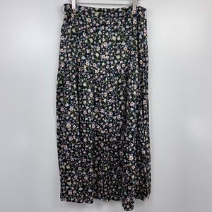 Who What Wear Black Floral Midi Skirt Sz 10 NWT